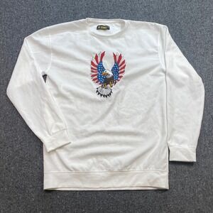 Kings Eagle Sweatshirt Sz XXL Mens White Americana Embroidered Patriotic Top‎